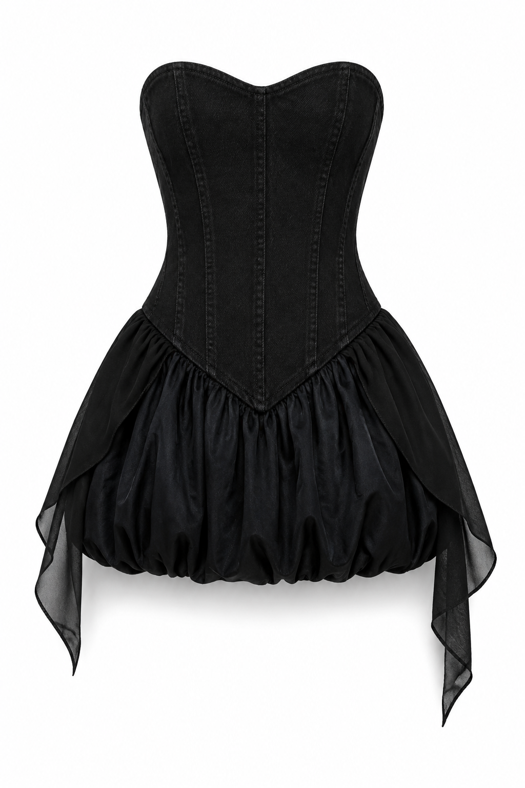 WILD INSTINCT | Black Denim Bubble Corset Dress | Fashion Royalty Doll Clothes | BARE