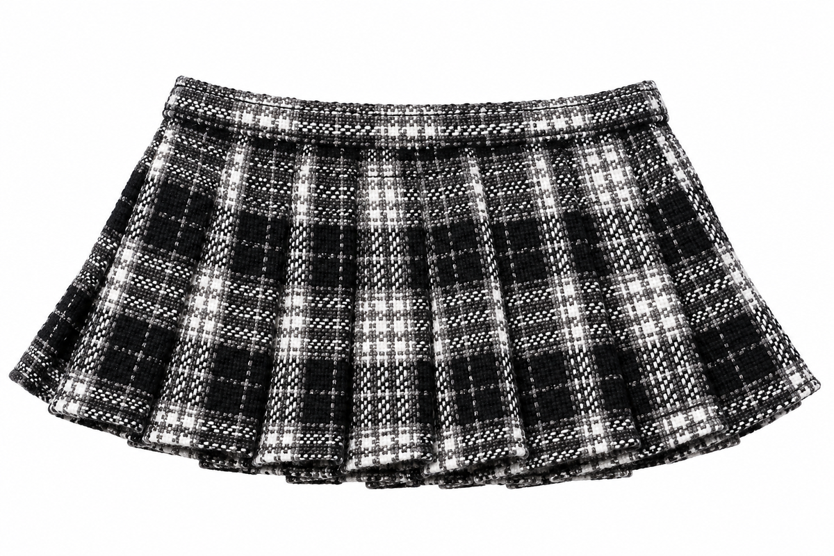 FW 26 | MONOGRAM PLEATED MINI SKIRT | BARE