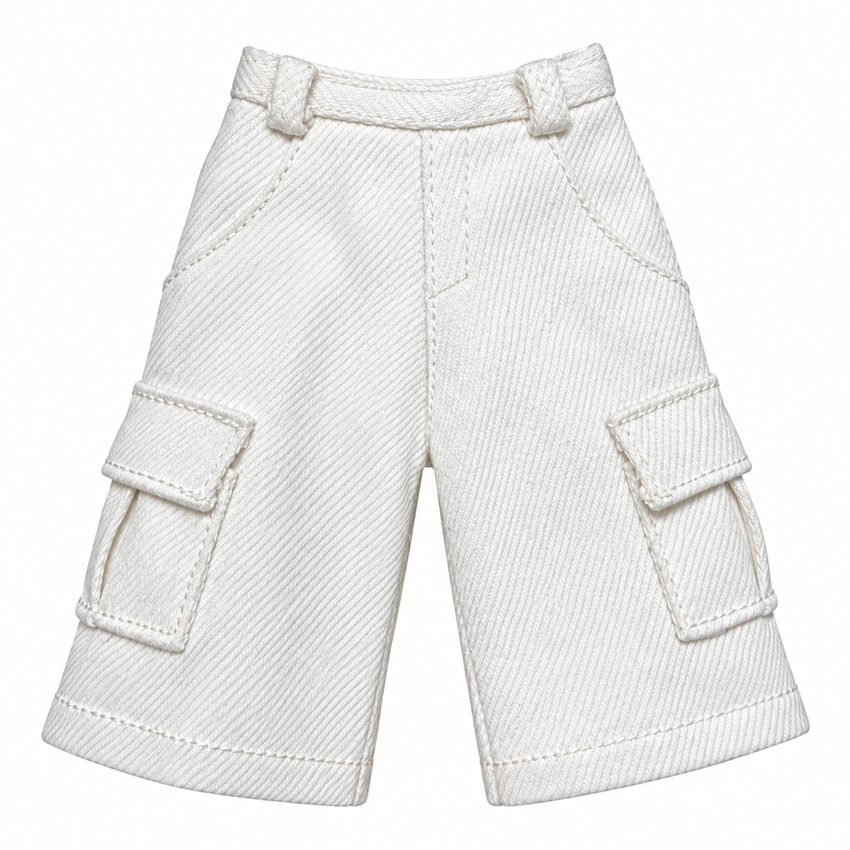 FW 26 | FR HOMME | Wide-Leg Utility Cargo Shorts — Indigo Denim / Ivory | BARE