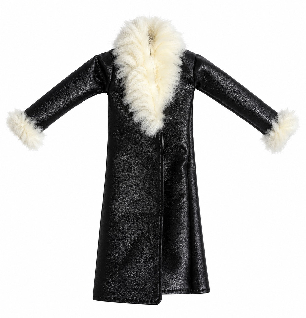 FW26 | Faux Leather Long Coat with Faux Fur Trim | Fashion Royalty Doll Clothes | BARE