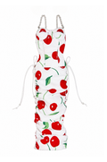 DELUXE | Cherry Ruched Maxi Dress with Rhinestone Leg Chains for 1/6 Scale Fashion Dolls | BARE