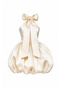 DELUXE | DELUXE | Ivory Bubble Halter Mini Dress with Oversized Bow for 1/6 Scale Fashion Dolls | BARE