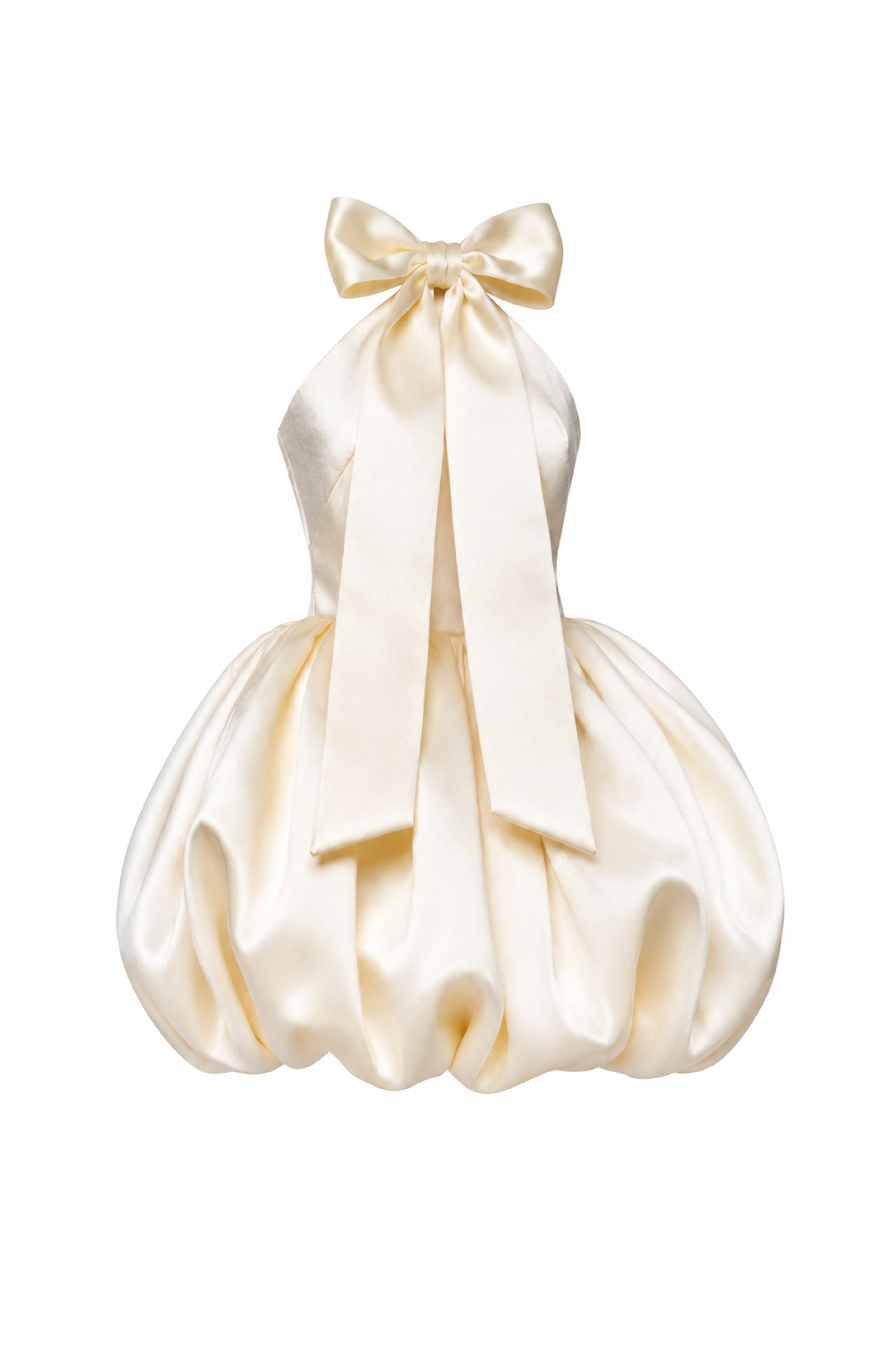 DELUXE | DELUXE | Ivory Bubble Halter Mini Dress with Oversized Bow for 1/6 Scale Fashion Dolls | BARE